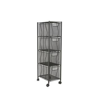 Mind Reader 4 Drawer Cart Rolling Mesh Office Cart File Storage Cart Utility Cart Heavy Duty Multi-Purpose Cart in Black 4OPDR-BLK