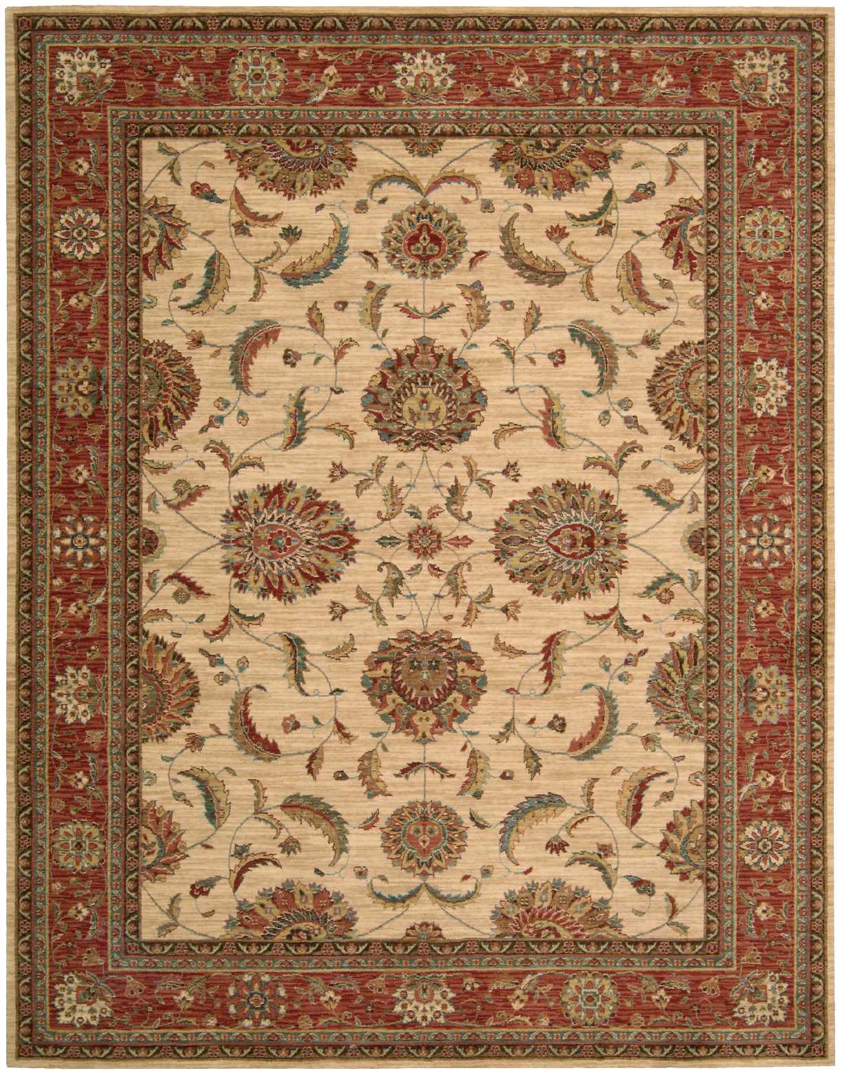 Living Treasures Ivory/Red Rug