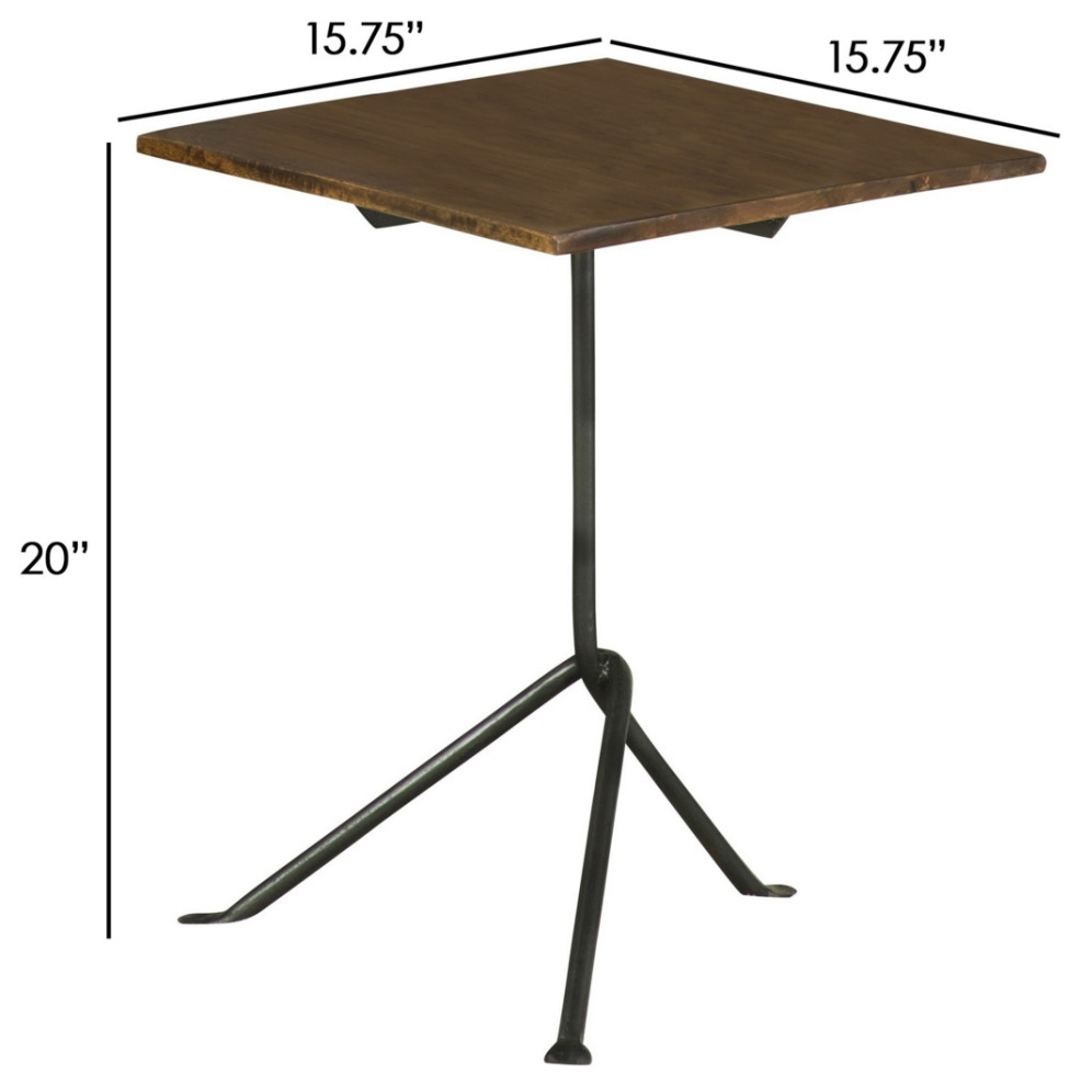 20 Inch Modern Square Accent Table Gray Metal Tripod Base Dark Brown Wood   Midcentury   Side Tables And End Tables   by Dot  ampBo  Houzz