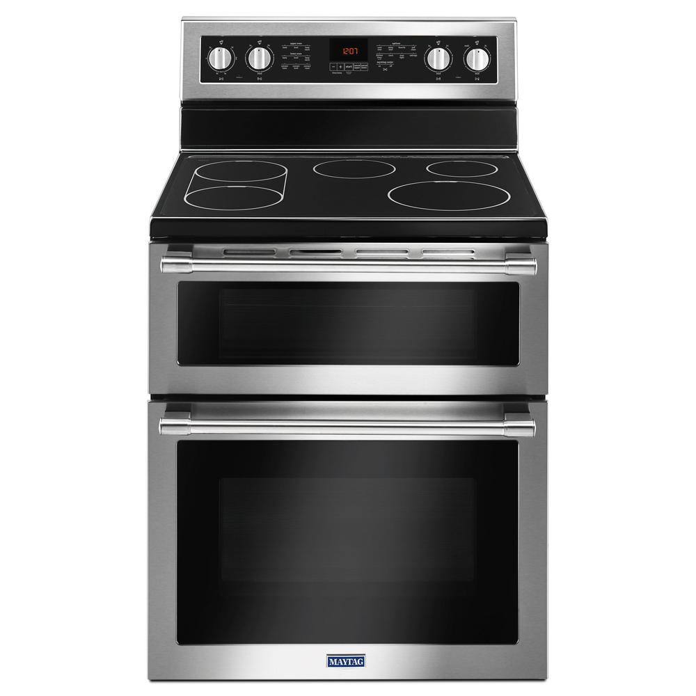 Maytag 6.7 cu. ft. Double Oven Electric Range with Convection Oven in Fingerprint Resistant Stainless Steel MET8800FZ