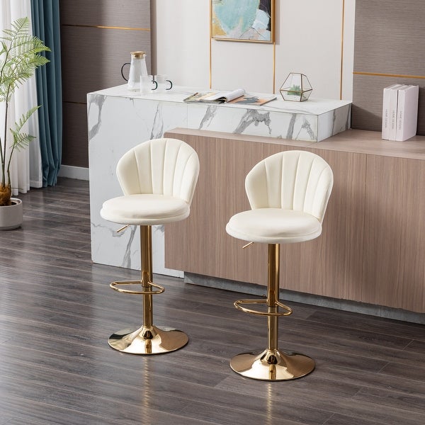 Modern Bar Stools，with Chrome Footrest and Base 2pcs