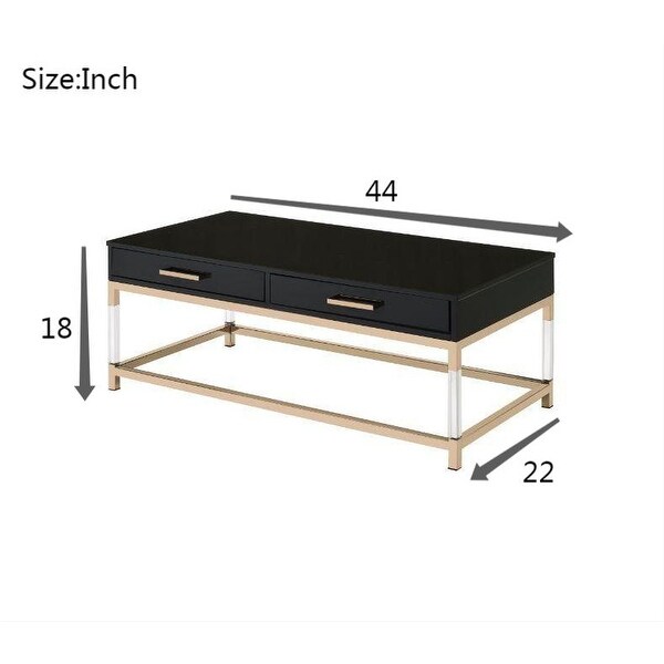 Coffee Table， Black and Gold Finish