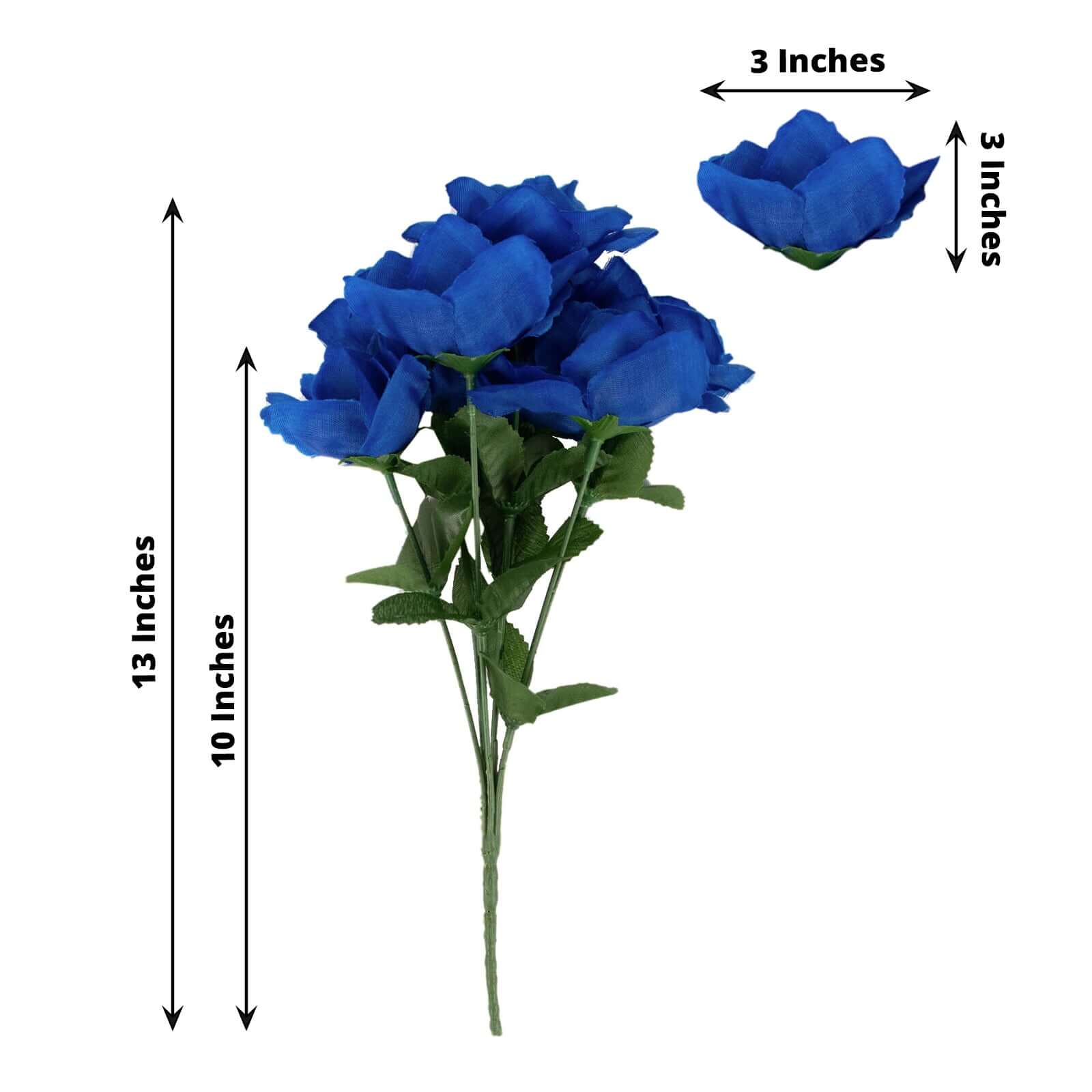 12 Bushes Royal Blue Artificial Premium Silk Blossomed Rose Flowers 84 Roses