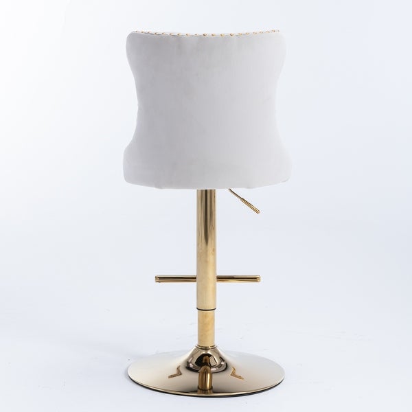 Golden Swivel Velvet Barstools Adjusatble Seat Height from 25-33 Inch