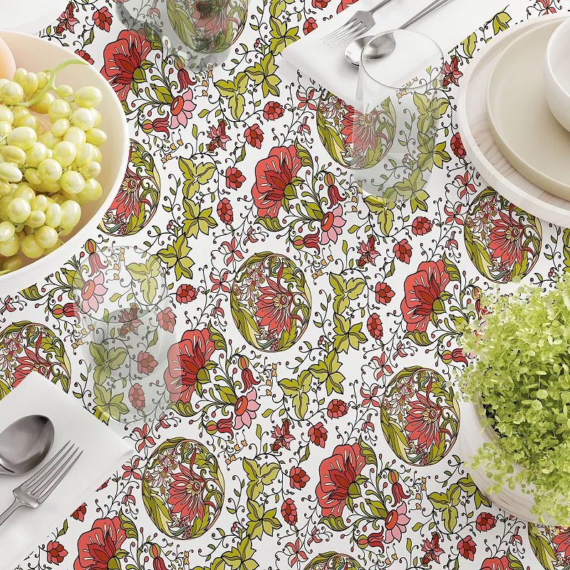 Rectangular Tablecloth， 100% Cotton， 52x120， Floral 3