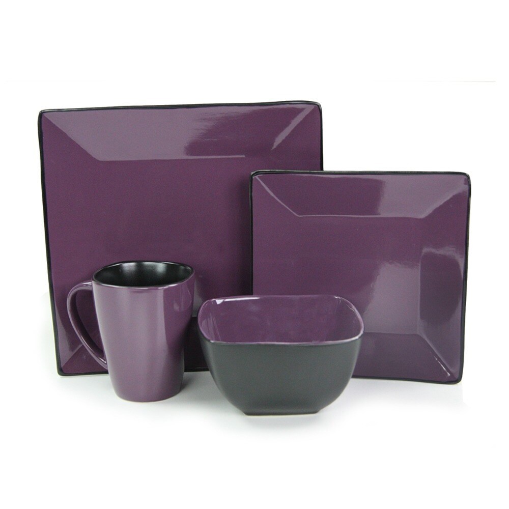 Elama Mulberry Loft 16 Piece Modern Premium Stoneware Dinnerware Set for 4