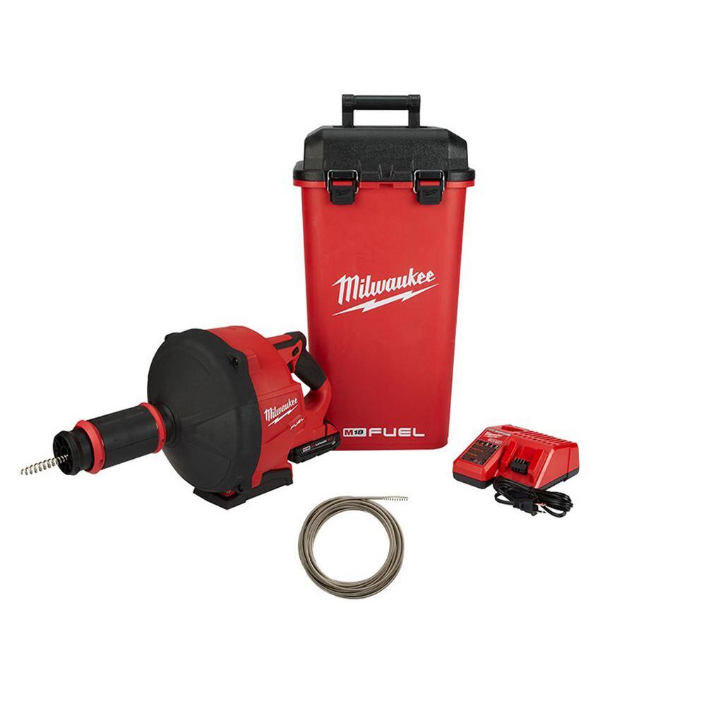 MW M18 FUEL 18V Lithium-Ion Cordless Drain Cleaning Snake Auger 516in. Cable Drive Kit 516in.x50ft Inner Core Bulb Head 2772A-21-48-53-2674