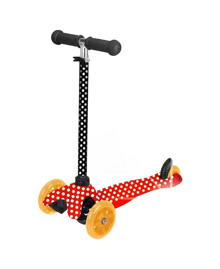 Rugged Racers Polka Dot Design Mini Deluxe 3 Wheel Scooter with LED Lights