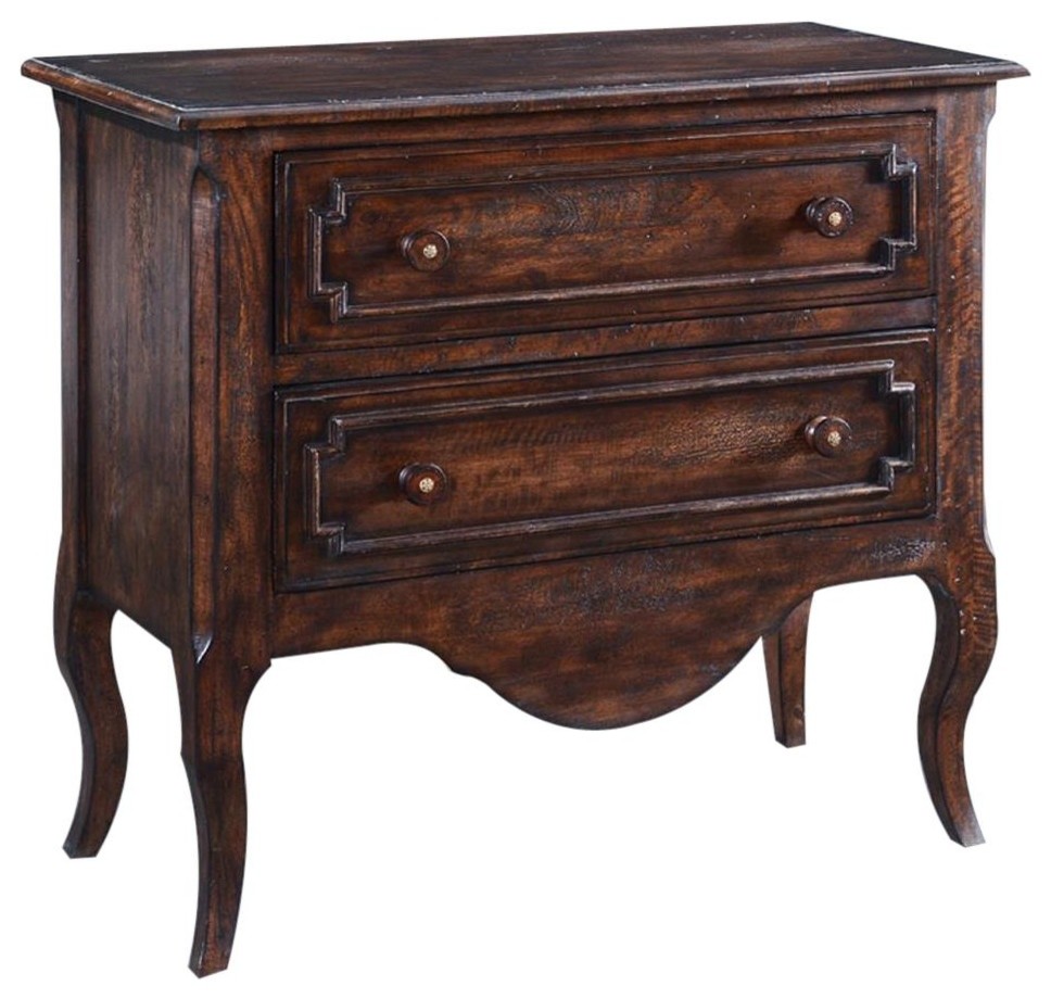 Petite Chest of Drawers Vienna Dark Rustic Pecan Solid Wood  2 Drawer   Traditional   Accent Chests And Cabinets   by EuroLuxHome  Houzz