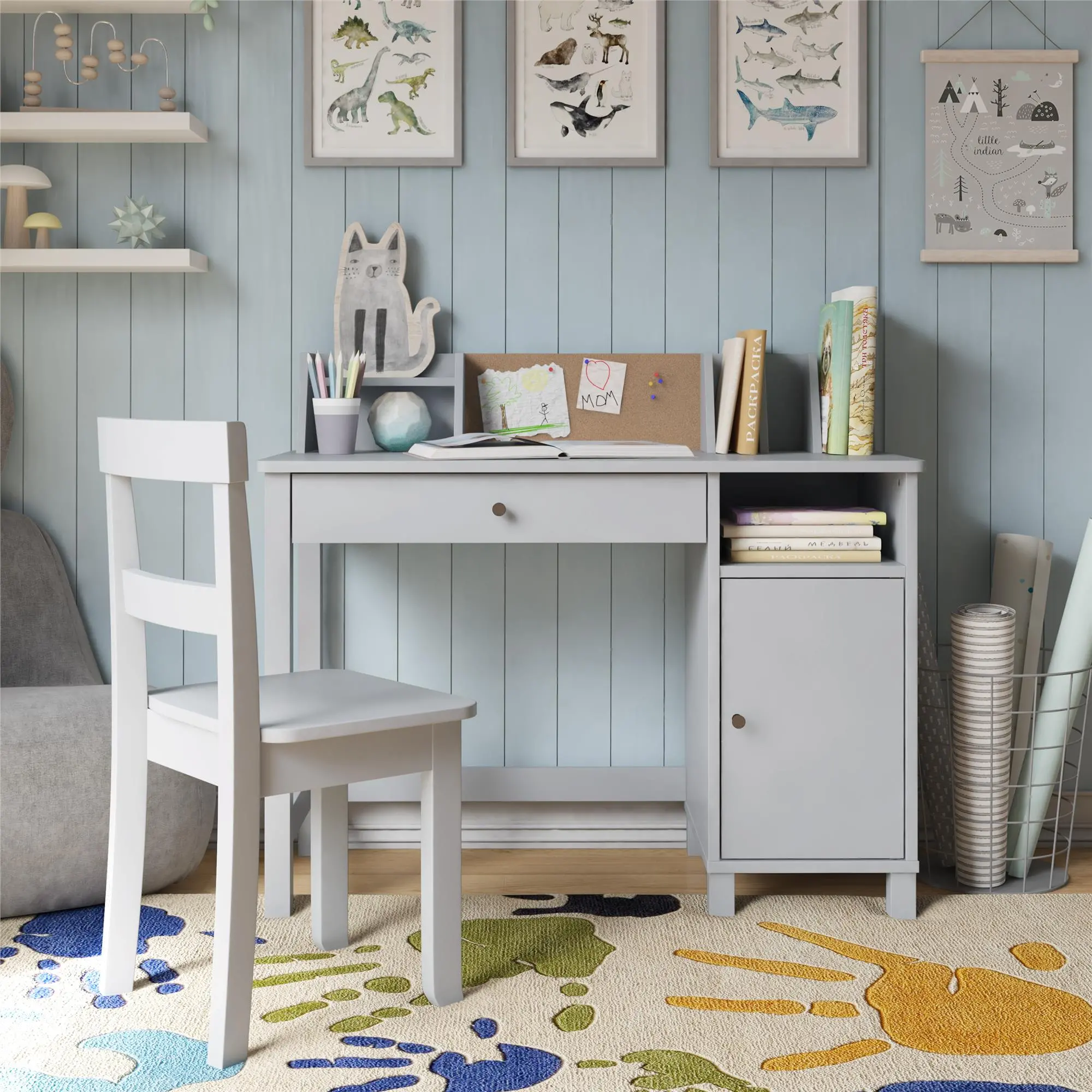 Abigail Kids Gray Desk with Chair