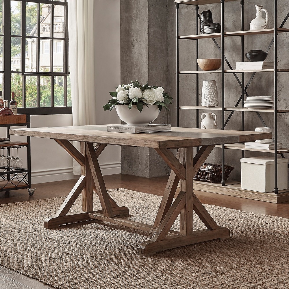 Benchwright Rustic Pine Trestle Accent Dining Table by iNSPIRE Q Artisan