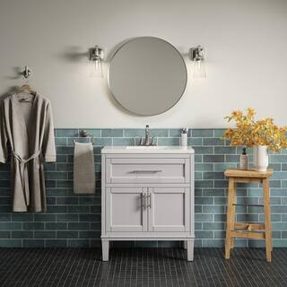 KOHLER Chesil 30 in. W x 18.89 in. D x 36.14 in. H Bathroom Vanity in Atmos Grey with Bianco Bella Top R35903-ASB-AGA