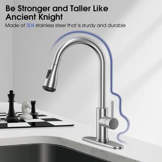 Logmey Single-Handle Pull-Out Sprayer Kitchen Faucet in Brushed Nickel with Faucet Sensor and 4-Mode Sprayer LM-SLC16088-ORB