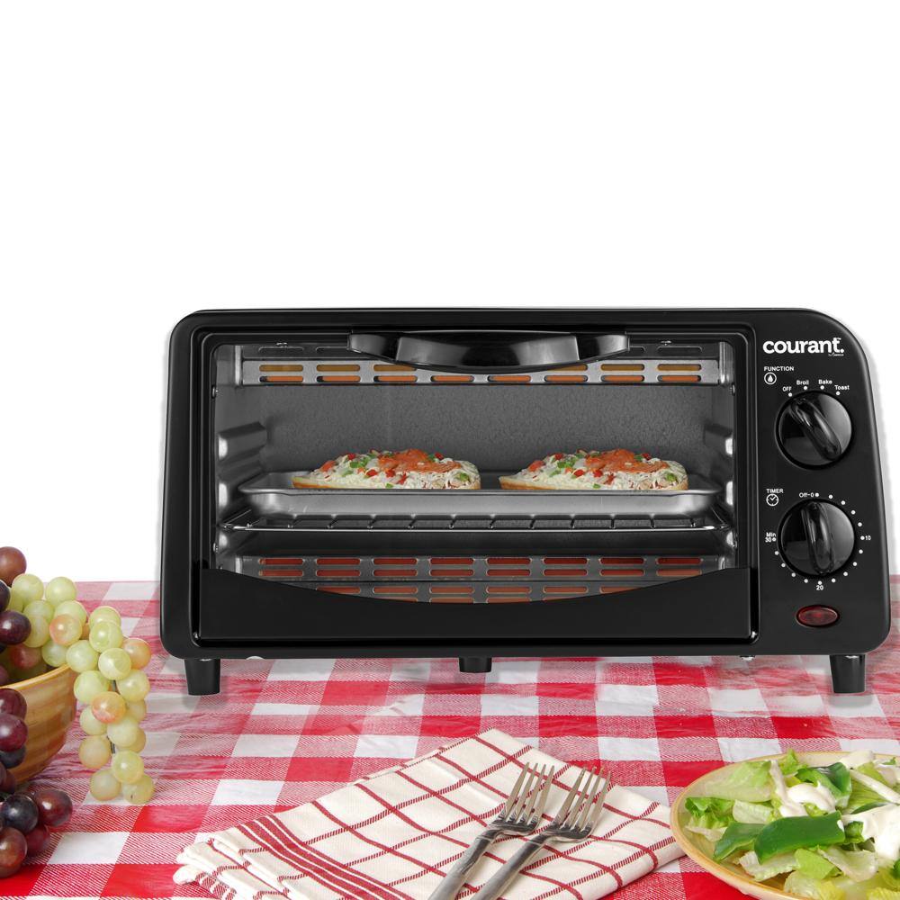 Courant 4-Slice Countertop Toaster Oven Functions to Toast Bake and Broil - Black MTO942K974