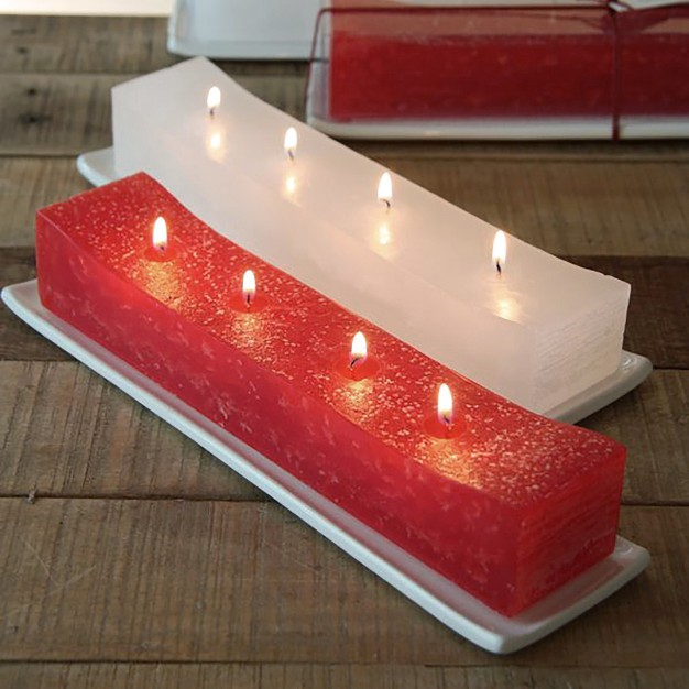 Layered Brick Candle Red scentless Clean burning Environmental Friendly