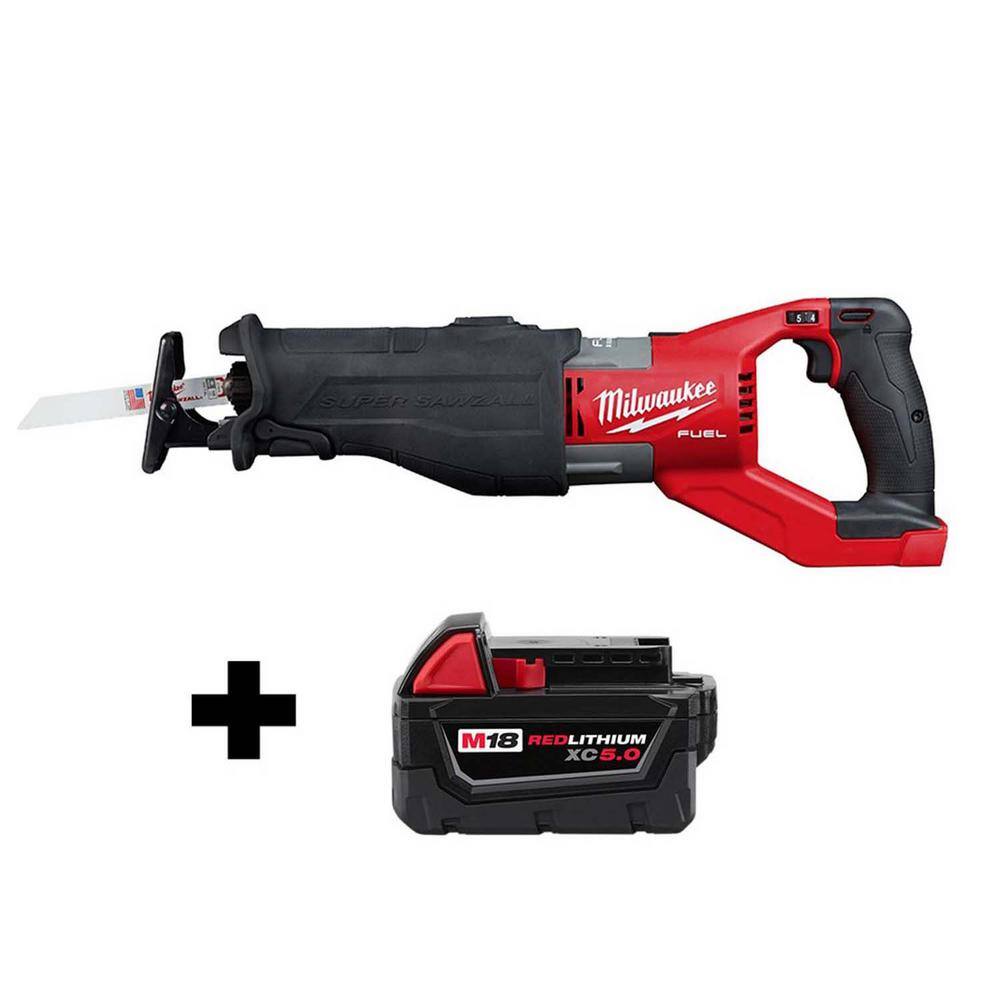 MW M18 FUEL 18V Lithium-Ion Brushless Cordless SUPER SAWZALL Orbital Reciprocating Saw with M18 5.0 Ah Battery 2722-20-48-11-1850