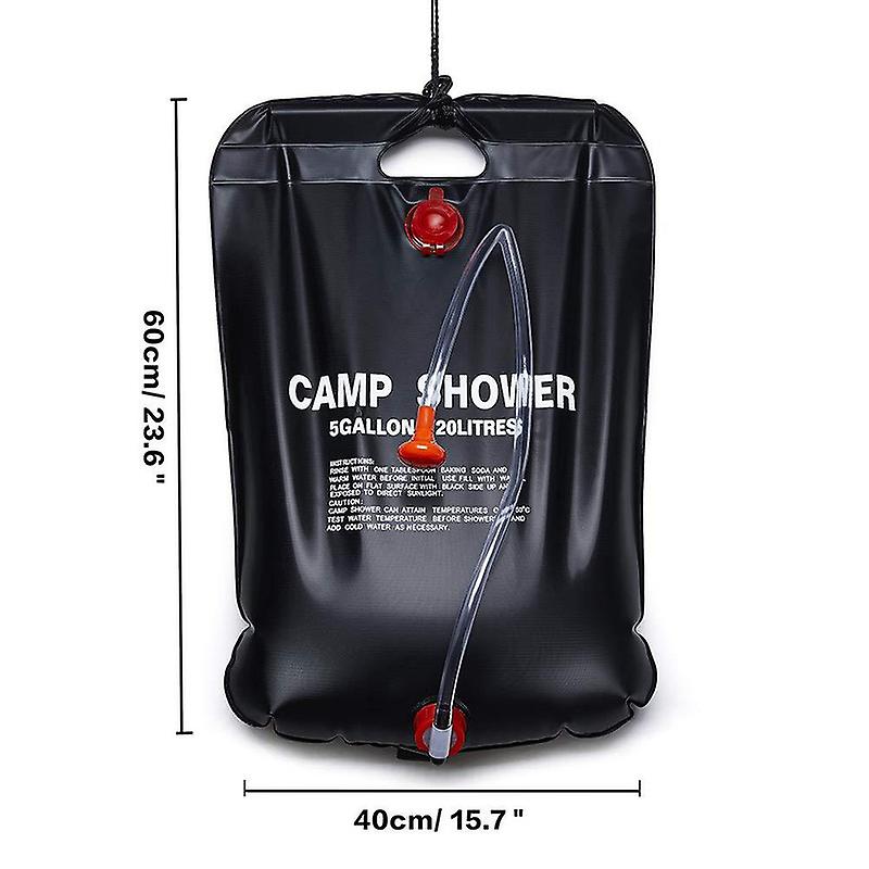 20l Portable Shower Bag With Switch Hose And Plastic Head Large Capacity Water Storage For Camping Outdoor Hiking Picnic Washing