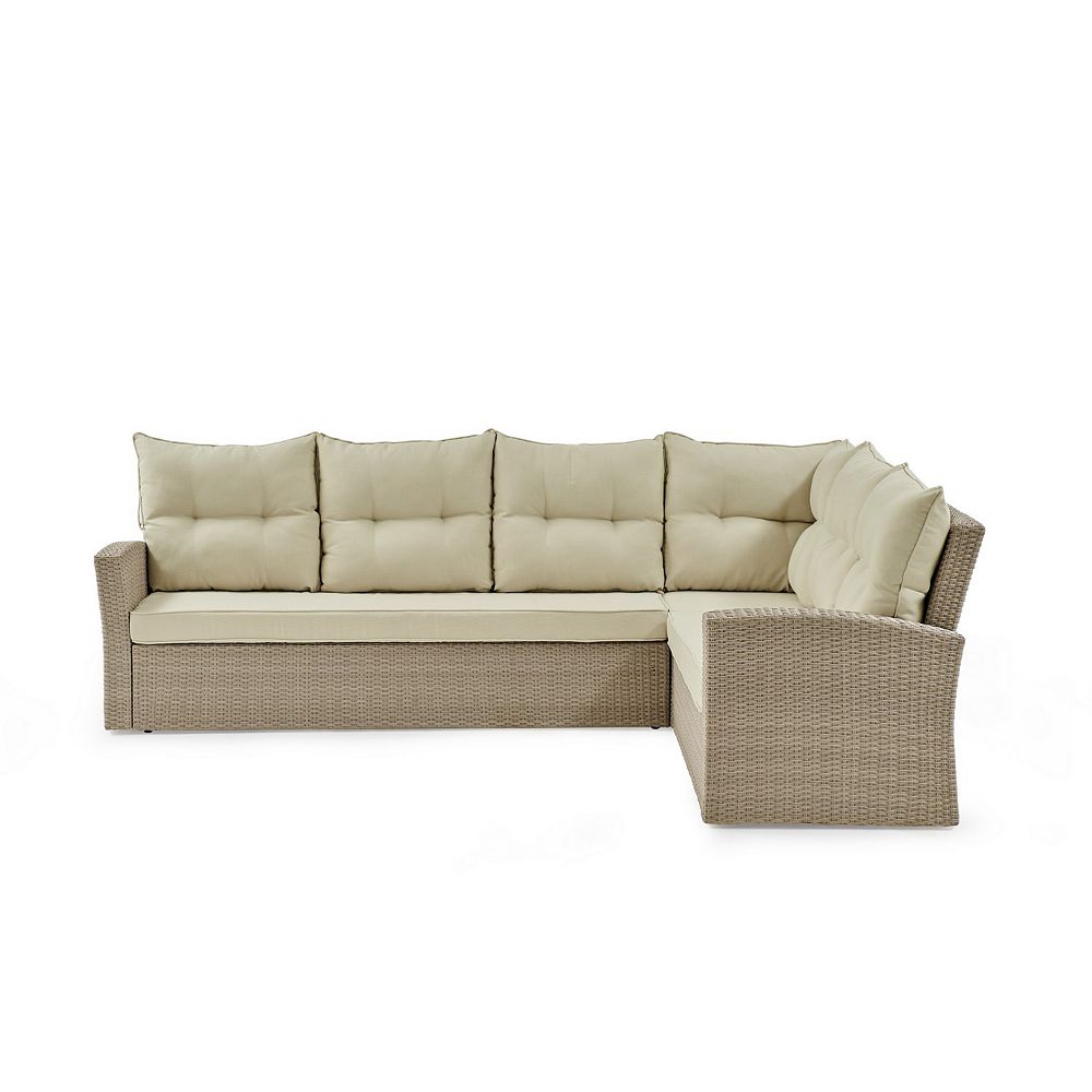 Alaterre Furniture Canaan Wicker Corner Sectional Couch and Coffee Table 2-piece Set