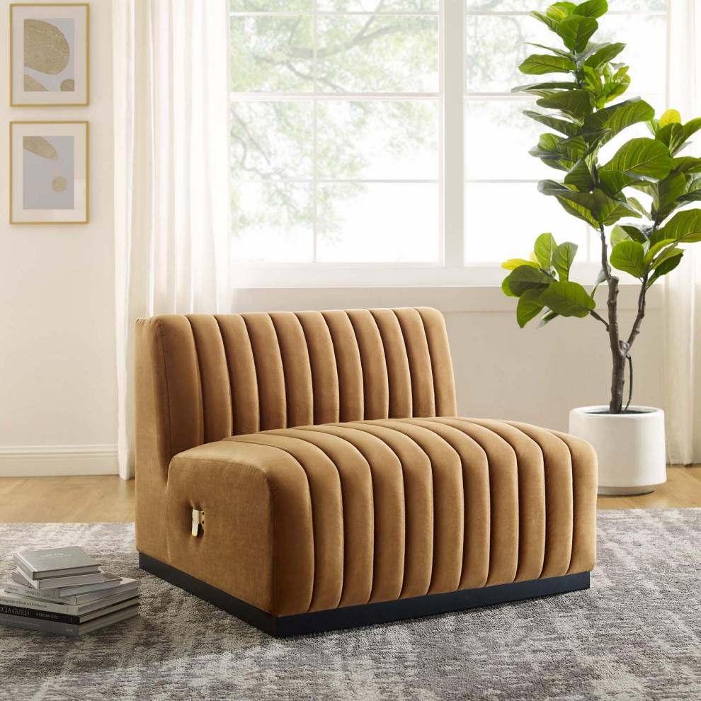 Conjure Channel Tufted Velvet Armless Chair   Contemporary   Armchairs And Accent Chairs   by Modway  Houzz