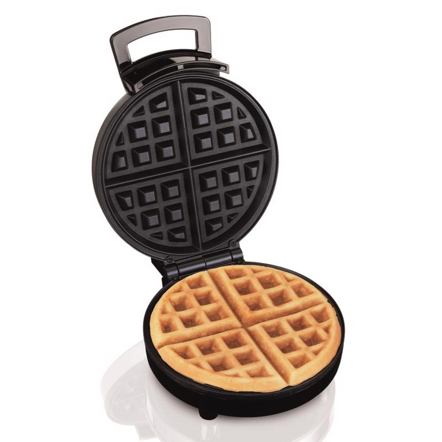 Hamilton Beach 1 waffle Black/Silver Stainless Steel Belgian Waffle Maker