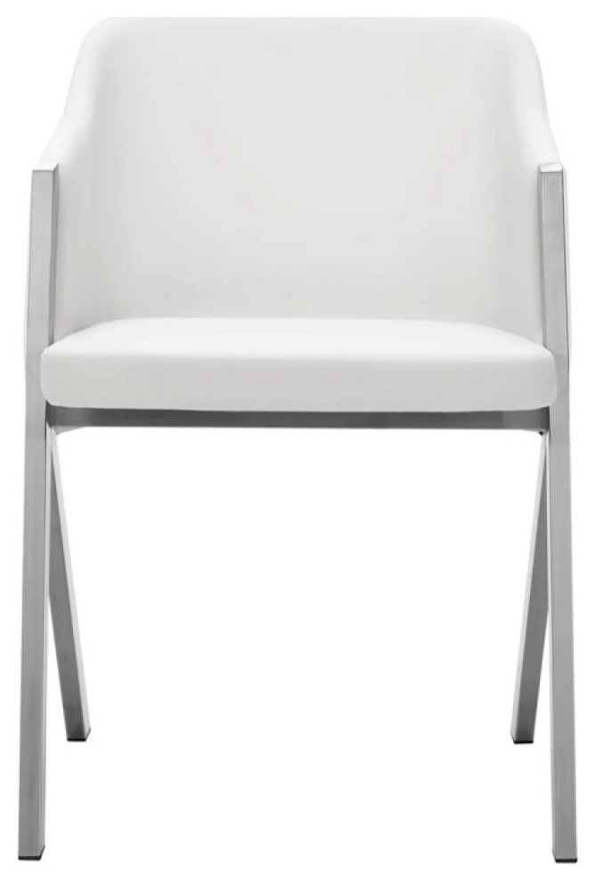 Irene Modern White Leatherette Dining Chair  Set of 2   Contemporary   Dining Chairs   by Virgil Stanis Design  Houzz