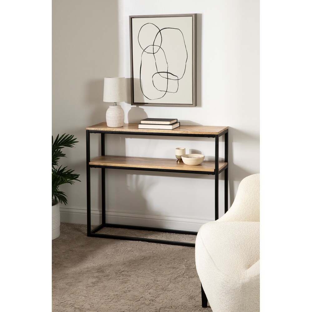 Kate and Laurel Quarles Wood and Metal Console Table   36x10x30