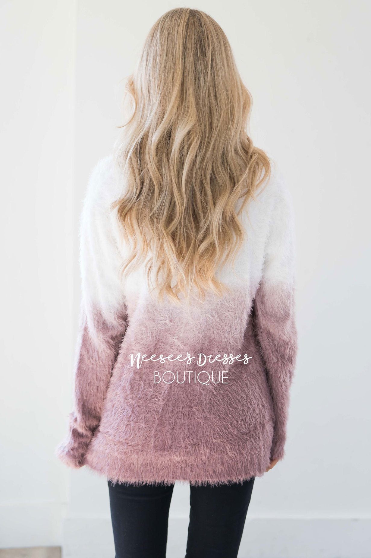 Dip-Dye Fuzzy Sweater