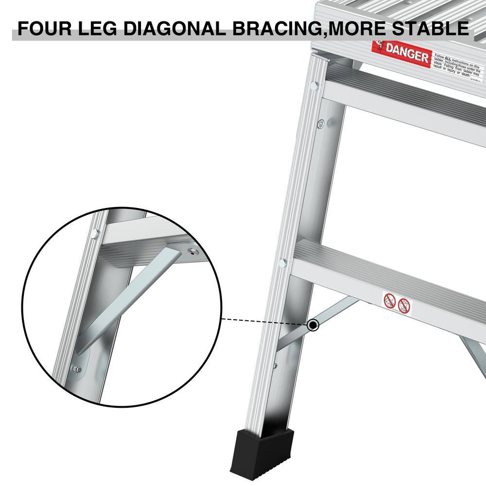 WELLFOR 1-Step Heavy-Duty Aluminum Folding Step Stool 225 lbs. Folding Step Ladder TL-HGY-35212