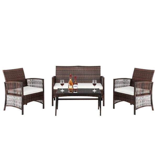 4Piece Outdoor Patio Furniture Set Including Cushions