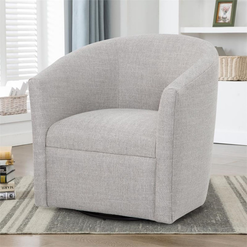 Bowery Hill Transitional Fabric Swivel Chair in Sea Oat Beige   Transitional   Armchairs And Accent Chairs   by Homesquare  Houzz