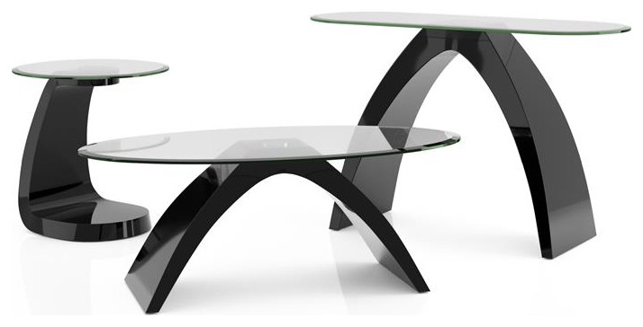 Furniture of America Pelletoni Wood 3 Piece Coffee Table Set in Black   Contemporary   Coffee Table Sets   by Homesquare  Houzz