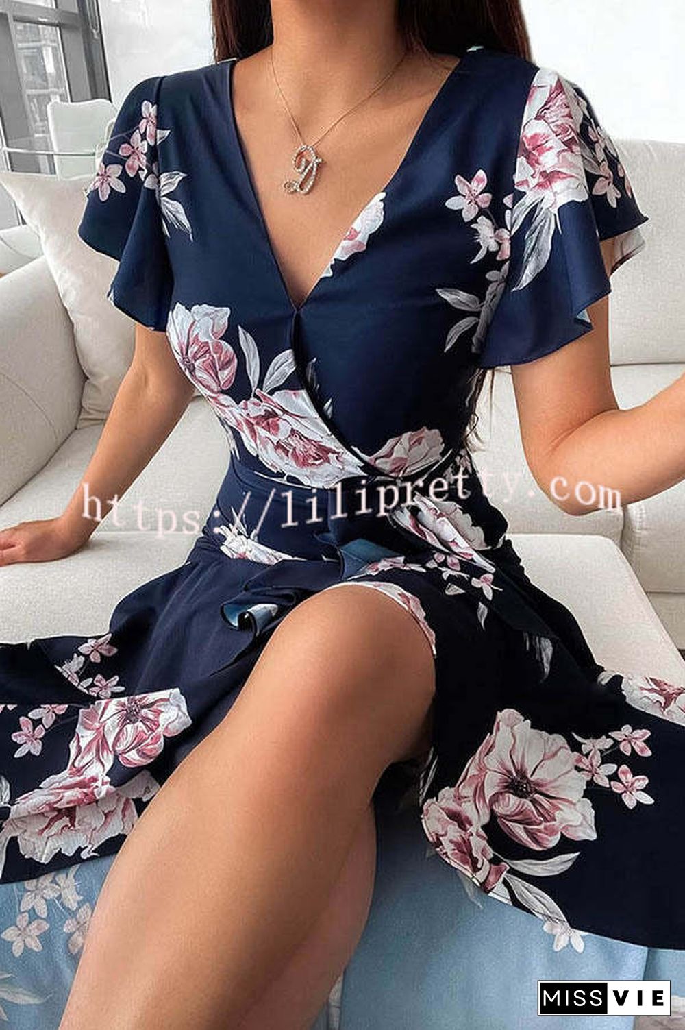 Bold Move Floral Wrap Ruffle Midi Dress