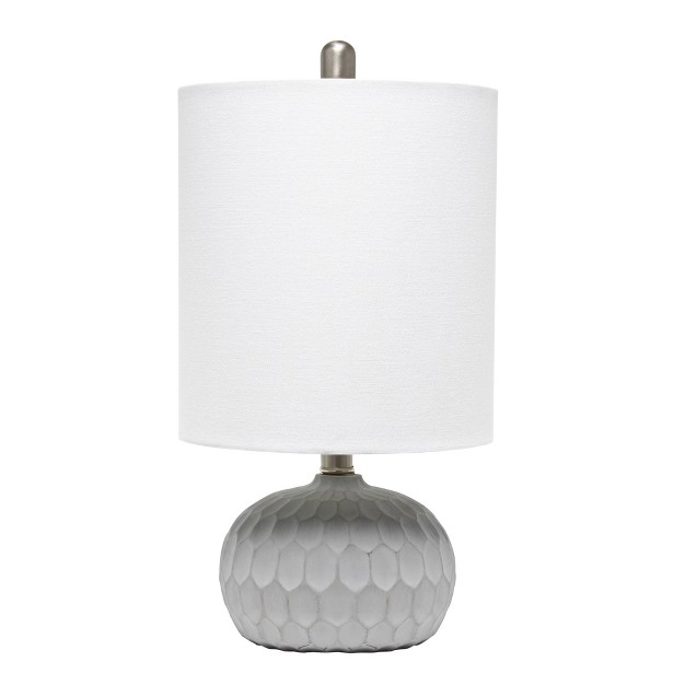 Concrete Thumbprint Table Lamp With Fabric Shade White Lalia Home