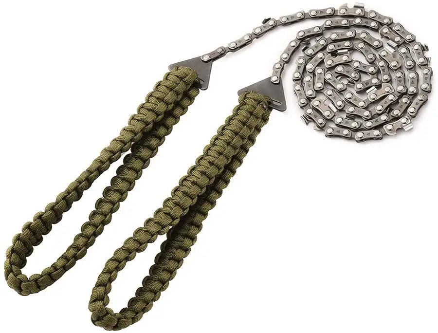 Paracord Handle Portable Hand Chainsaw (24inch 11teeth) Wire Chain Saw for Camping Hiking Hunting