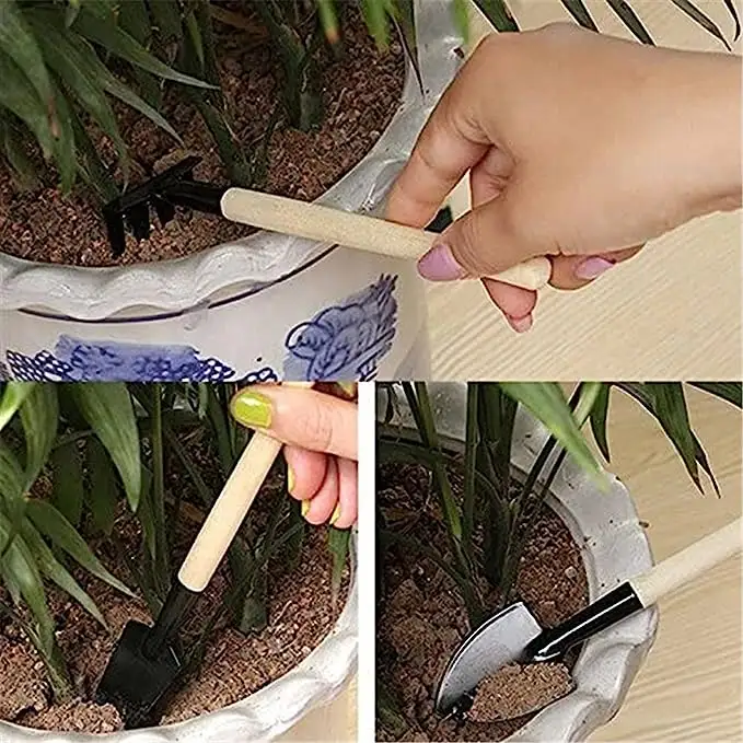 3 Pcs Wooden Handles Mini Garden Hand Tools Plant Potted Flower Gadget Planting Tools for Transplanting Seedlings