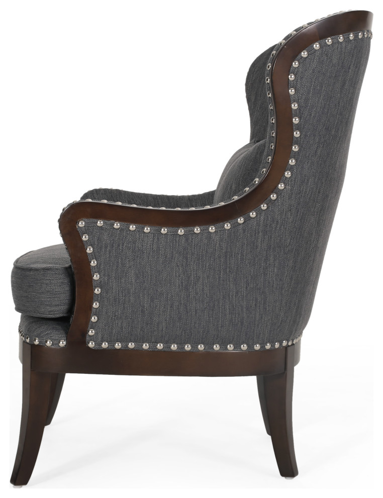 Upholstered Accent Chair With Nailhead Trim   Transitional   Armchairs And Accent Chairs   by GDFStudio  Houzz