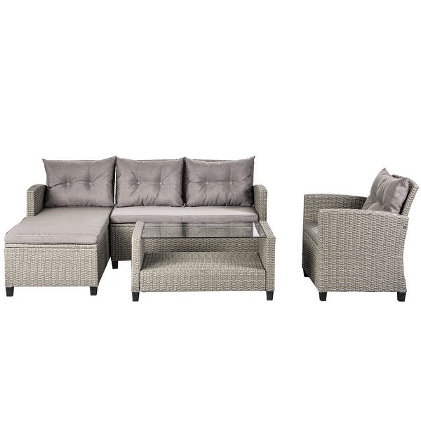 4-Piece Patio Furniture Outdoor Sectional Sofa Set - Overstock - 35649487