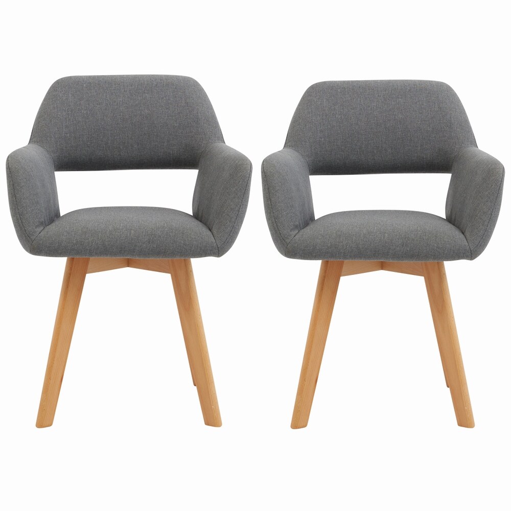 Modern Linen Fabric Dining Chairs (Set of 2)