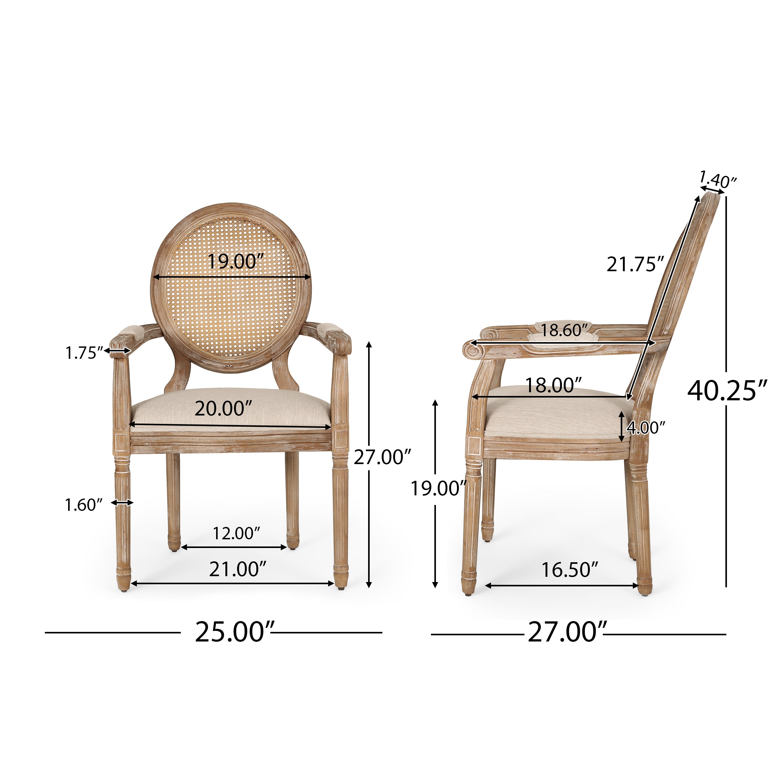 Ismay French Country Wood and Cane 5-Piece Expandable Oval Dining Set