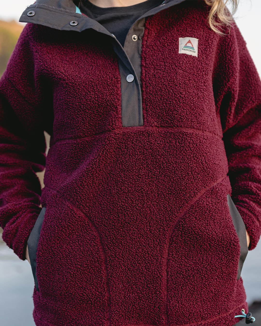 Calla Hooded Recycled Polar-Lined Fleece - Windsor Wine