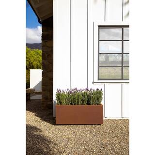 Veradek Long Box Large Rust Corten Steel Metal Rectangular Planter LBXVLGCS