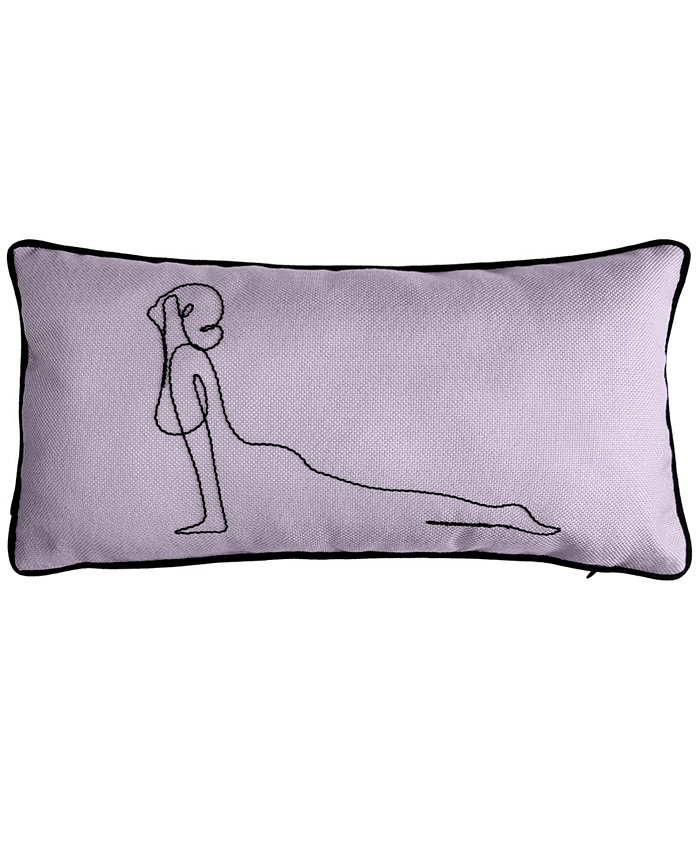 Edie@Home Upward Dog Line Work Embroidered Decorative Pillow， 8