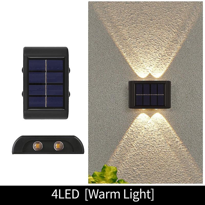 1pcs Solar Wall Lamp 4/6/8/10 Led Solar Powered Lights Sunlight Lamp Waterproof Up And Down Outdoor Lighting For Garden Stairs Fence Courtyard Decorat