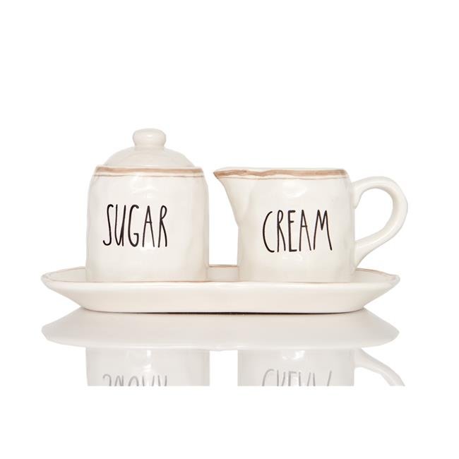 Red Vanilla  Countryside Sugar and Cream Set on Tray