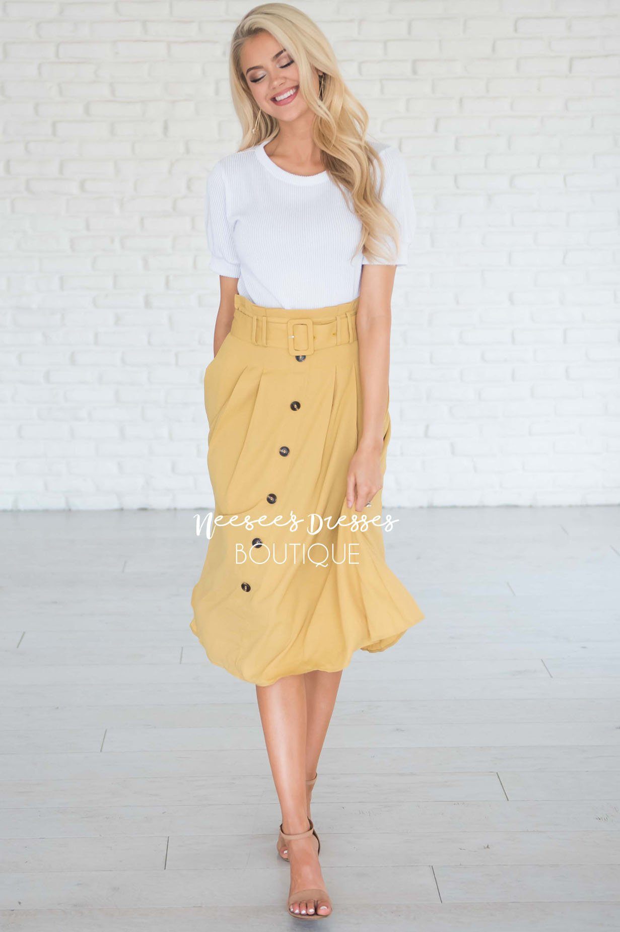 Walk with Me Button Front Skirt