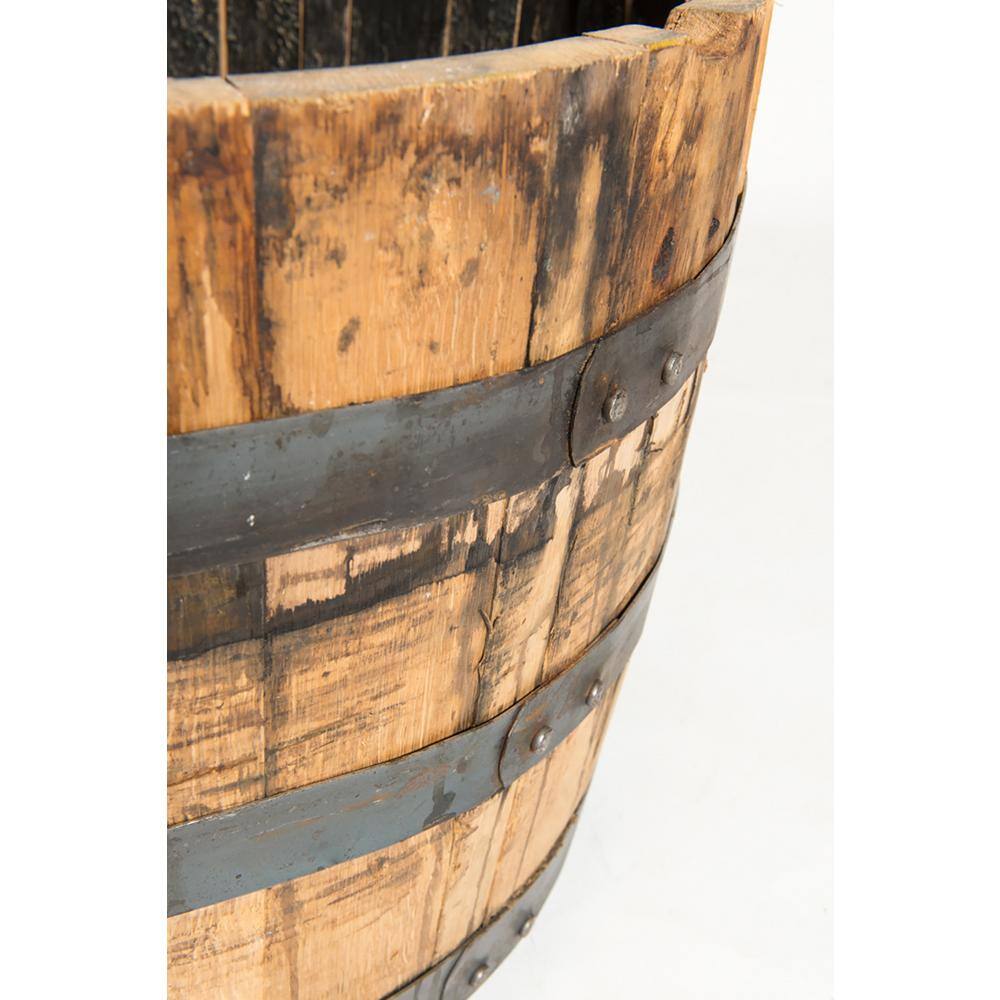 26 in. Dia x 17.5 in. H White Oak Wood Whiskey Barrel B100