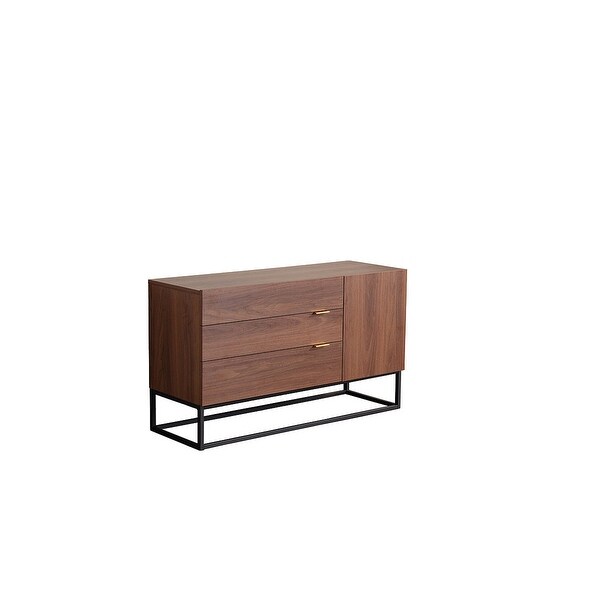 Walnut Brown Wood TV Stand Console Table