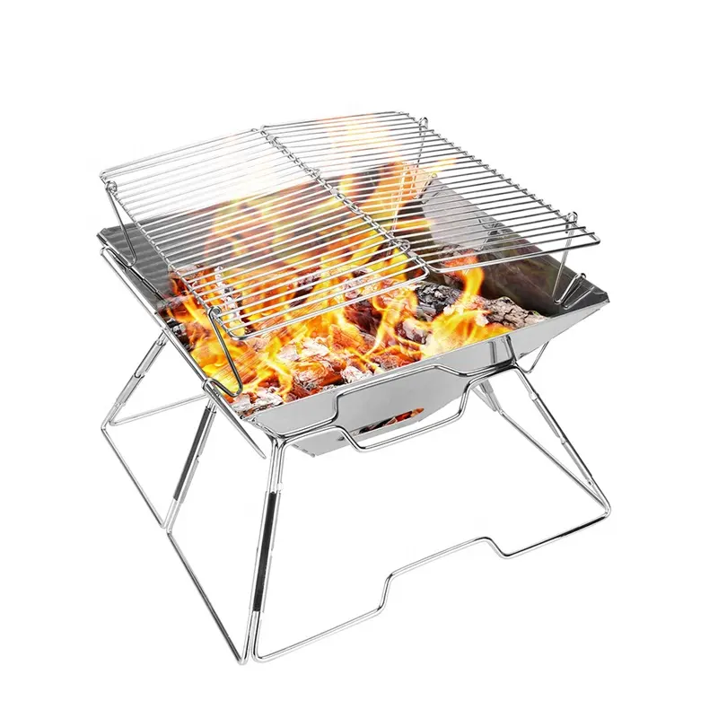 European Outdoor Adjustable Foldable Vertical Durable Camping Mesh Charcoal Bbq Grill Stove Barbecue