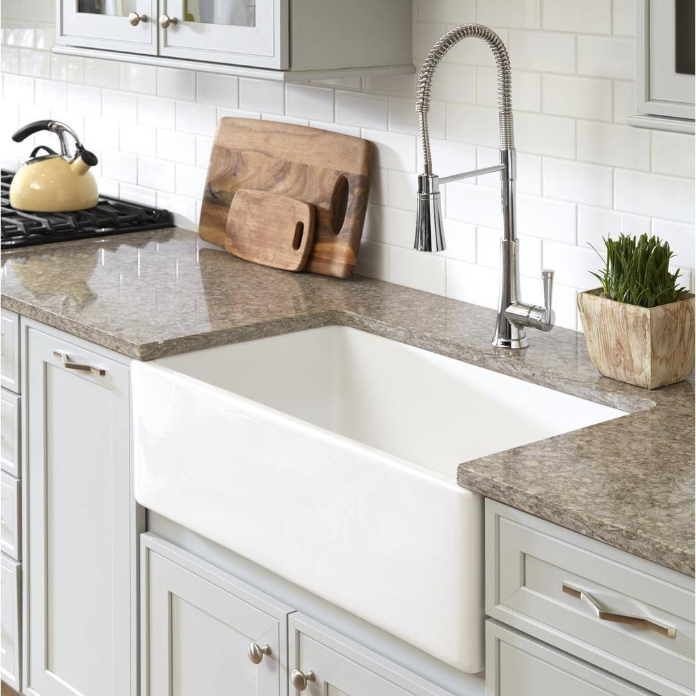 SINKOLOGY Bradstreet II 30 in. Farmhouse Single Bowl Crisp White Fireclay Kitchen Sink SK499-30FC