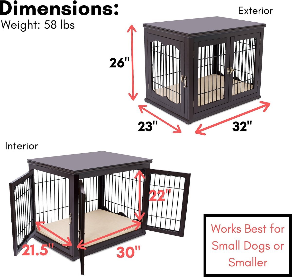 Internet's Best Double Door Furniture Style Dog Crate and End Table